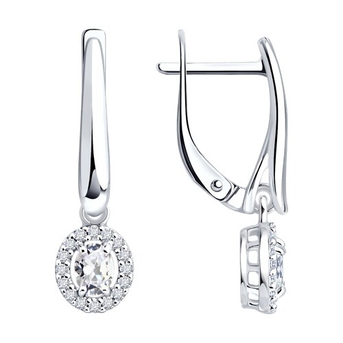 Серьги из серебра с фианитами 