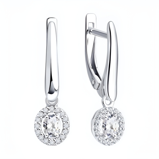 Серьги из серебра с фианитами 
