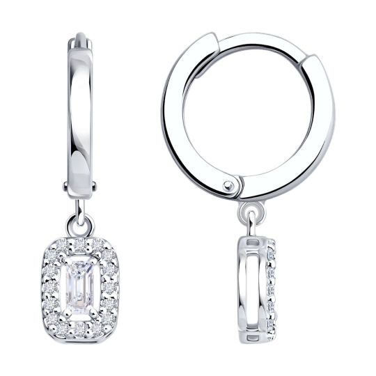 Серьги из серебра с турмалинами и фианитами