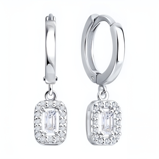 Серьги из серебра с турмалинами и фианитами