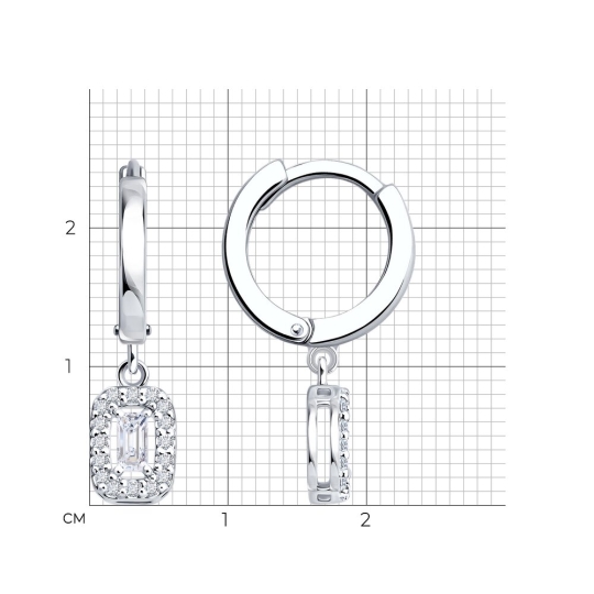 Серьги из серебра с турмалинами и фианитами