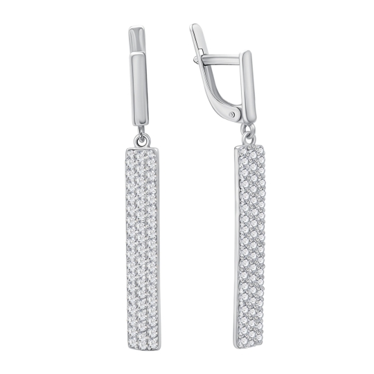 Серьги из серебра с позолотой и фианитами