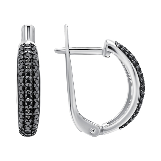 Серьги из серебра с фианитами 