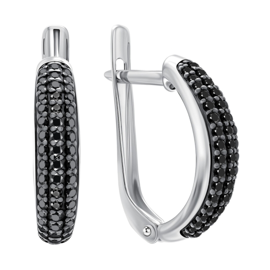 Серьги из серебра с фианитами 