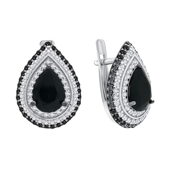 Серьги из серебра с топазами Swiss и фианитами