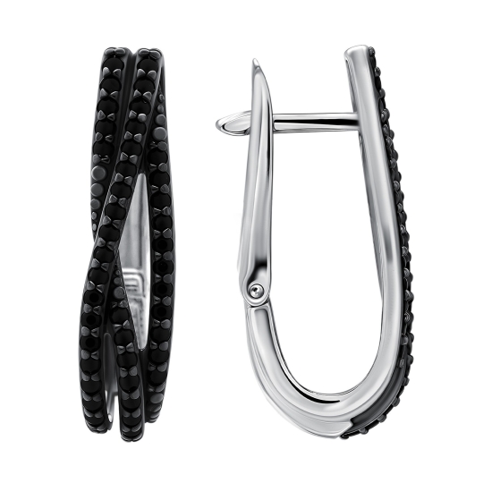 Серьги из серебра с фианитами