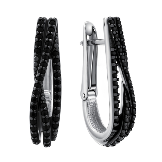 Серьги из серебра с фианитами