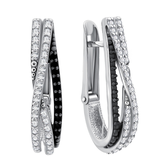 Серьги из серебра с фианитами