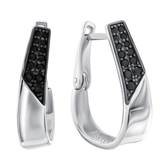 Серьги из серебра с фианитами