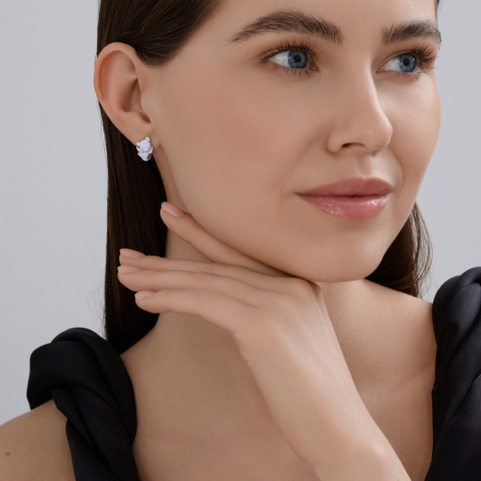 Серьги из серебра с фианитами