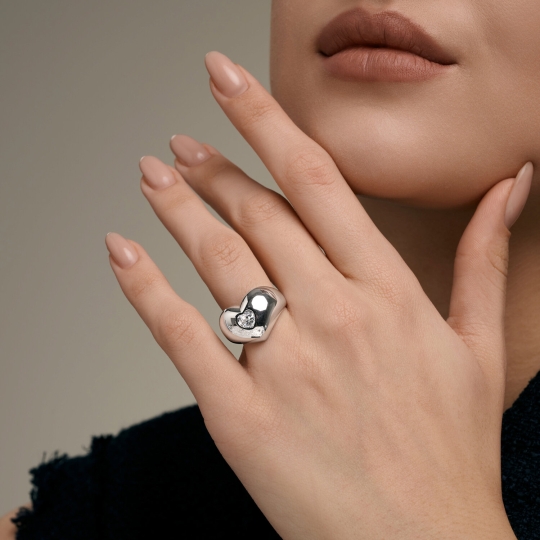 Кольцо из серебра с ситаллом и фианитами