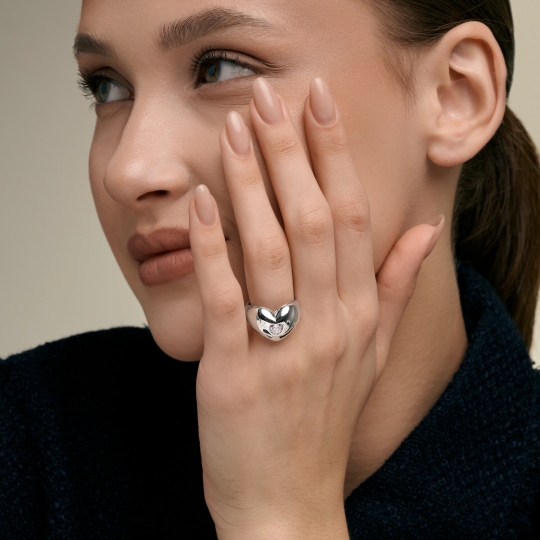 Кольцо из серебра с ситаллом и фианитами