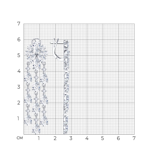 Серьги из серебра с фианитами