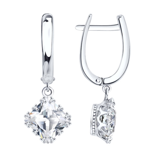 Серьги из серебра с выращенными бриллиантами