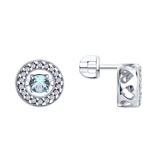 Серьги из серебра с бриллианитами и фианитами