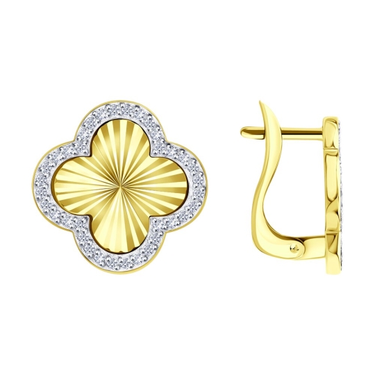 Серьги из золота с фианитами 