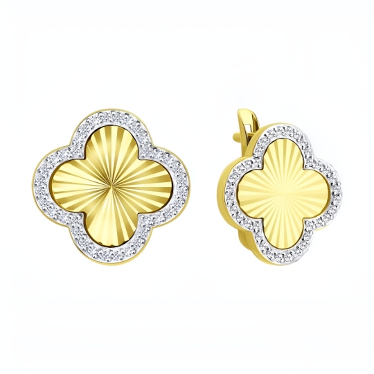 Серьги из золота с фианитами 