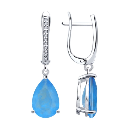 Серьги-трансформеры из серебра с эмалью и фианитами