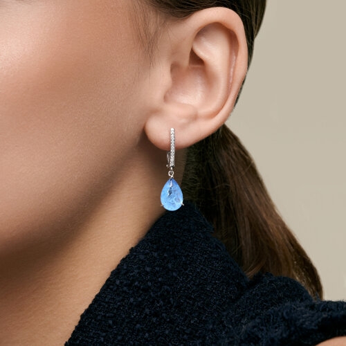 Серьги-трансформеры из серебра с эмалью и фианитами