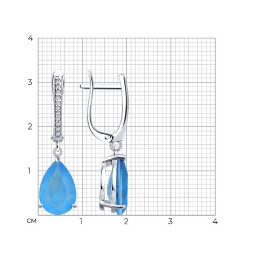 Серьги-трансформеры из серебра с эмалью и фианитами
