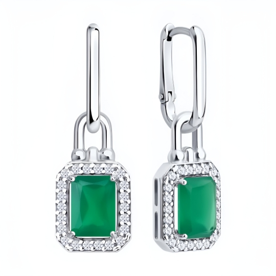 Кольцо из серебра с агатом и фианитами