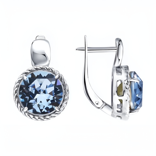 Серьга-кафф из серебра с фианитами