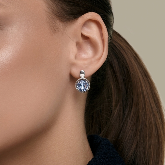 Серьга-кафф из серебра с фианитами