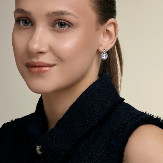 Серьга-кафф из серебра с фианитами