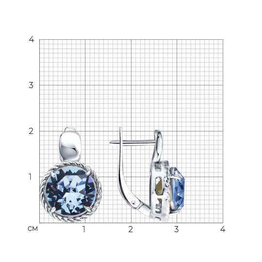 Серьга-кафф из серебра с фианитами