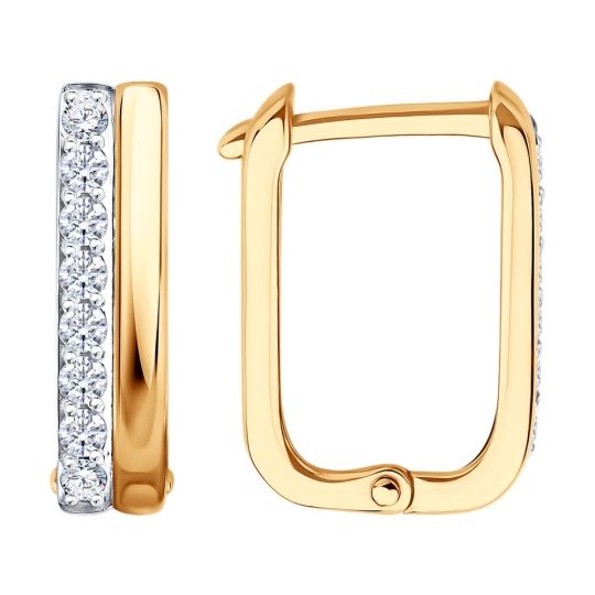 Серьги из золота с рубинами и фианитами