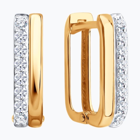 Серьги из золота с рубинами и фианитами