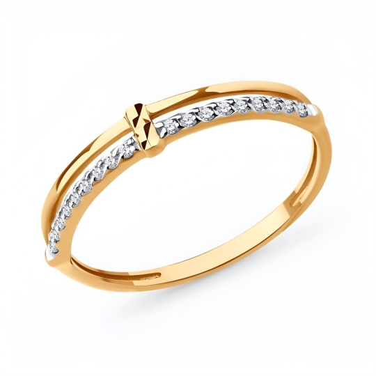 Кольцо из золота с ситаллом танзанит и фианитами