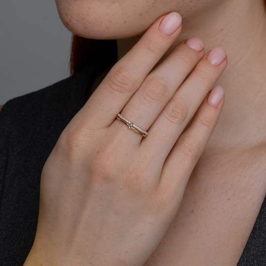 Кольцо из золота с ситаллом танзанит и фианитами