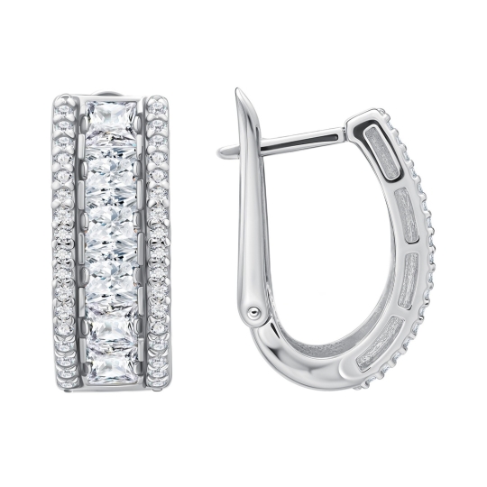 Серьги из серебра с фианитами