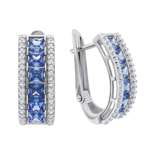 Серьги из серебра с фианитами