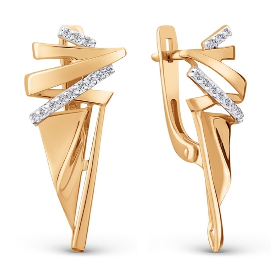 Серьги из золота с фианитами 