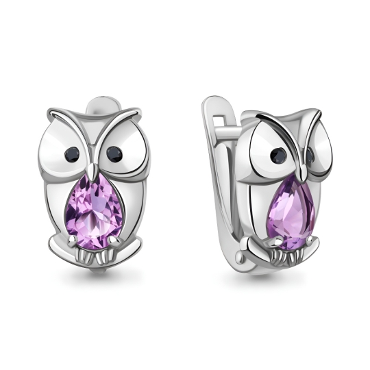 Серьги-трансформеры из серебра с фианитами