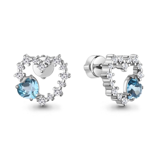 Серьги из серебра с эмалью и фианитами