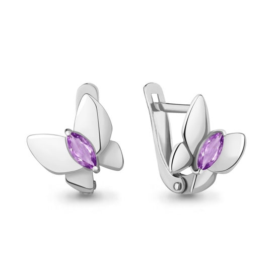 Серьги из серебра с позолотой и фианитами