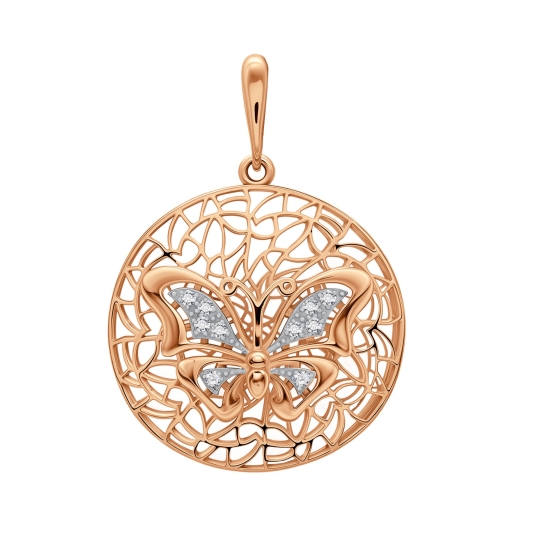 Подвеска-буква из золота с фианитами "О"