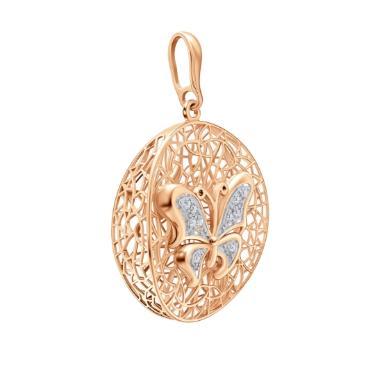 Подвеска-буква из золота с фианитами "О"