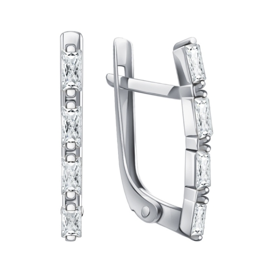 Серьги из серебра с фианитами