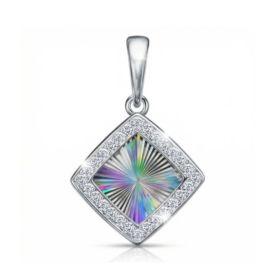 Кольцо из серебра с алмазной гранью и фанитами