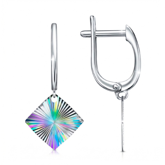 Серьги из серебра с фианитами