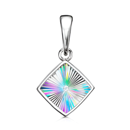 Кольцо из серебра с алмазной гранью и фианитом