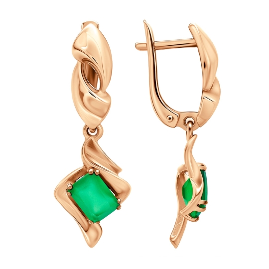 Серьги из золота с бриллиантами и рубиновыми корундами