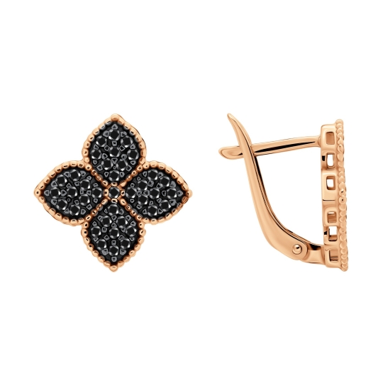 Серьги-кольца из золота с фианитами 