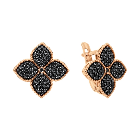 Серьги-кольца из золота с фианитами 