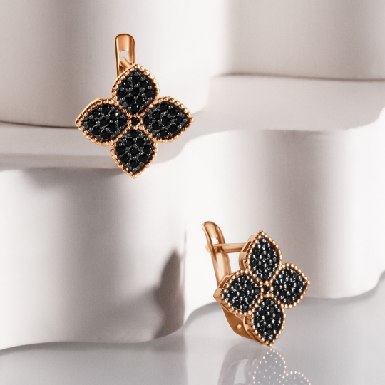 Серьги-кольца из золота с фианитами 