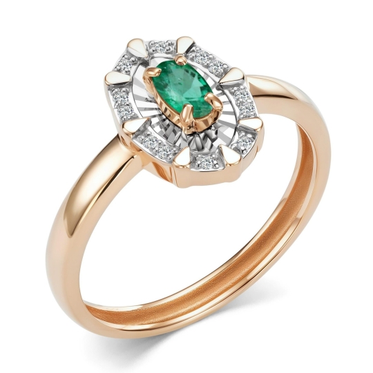 Кольцо из золота с бриллиантами и рубином